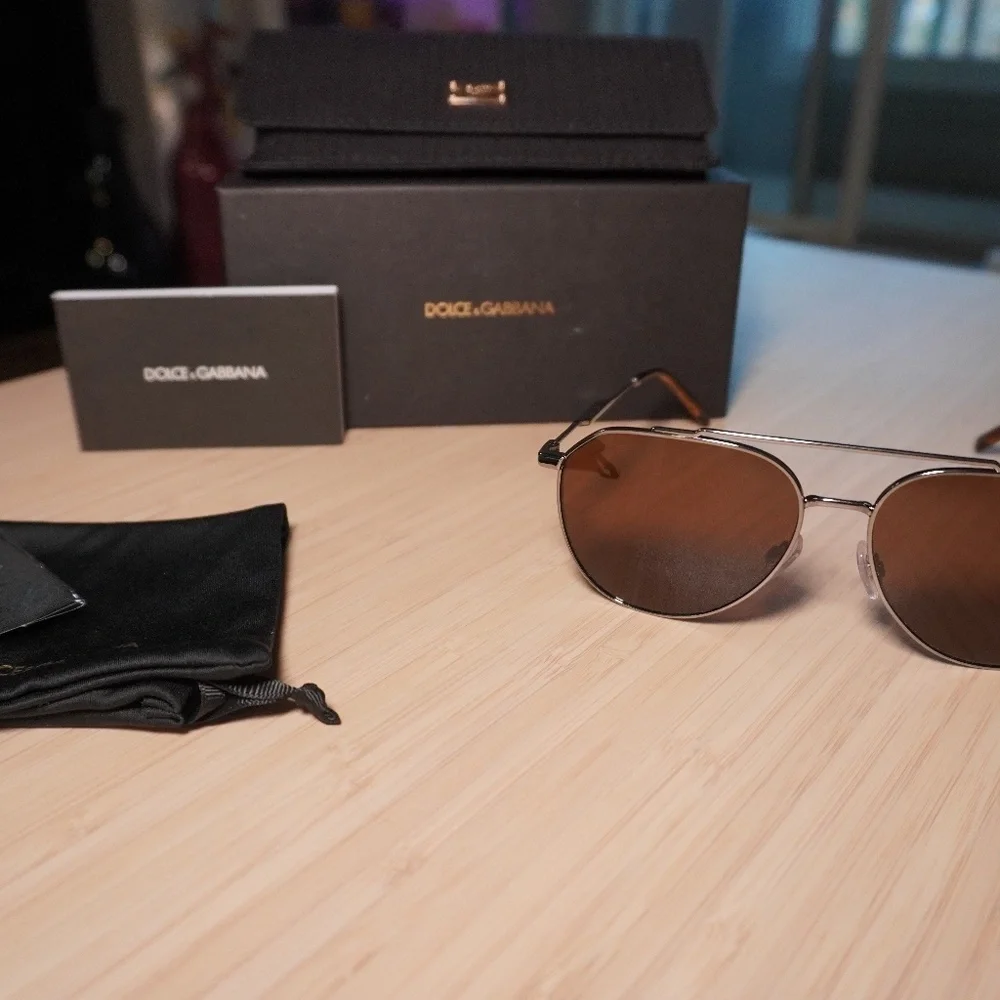 Dolce & Gabbana DG2296 silver and brown aviators